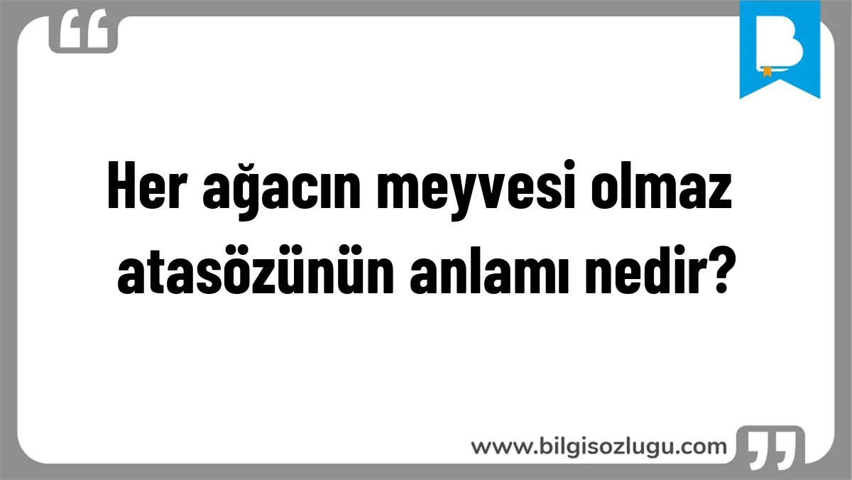 Her ağacın meyvesi olmaz atasözünün anlamı nedir?