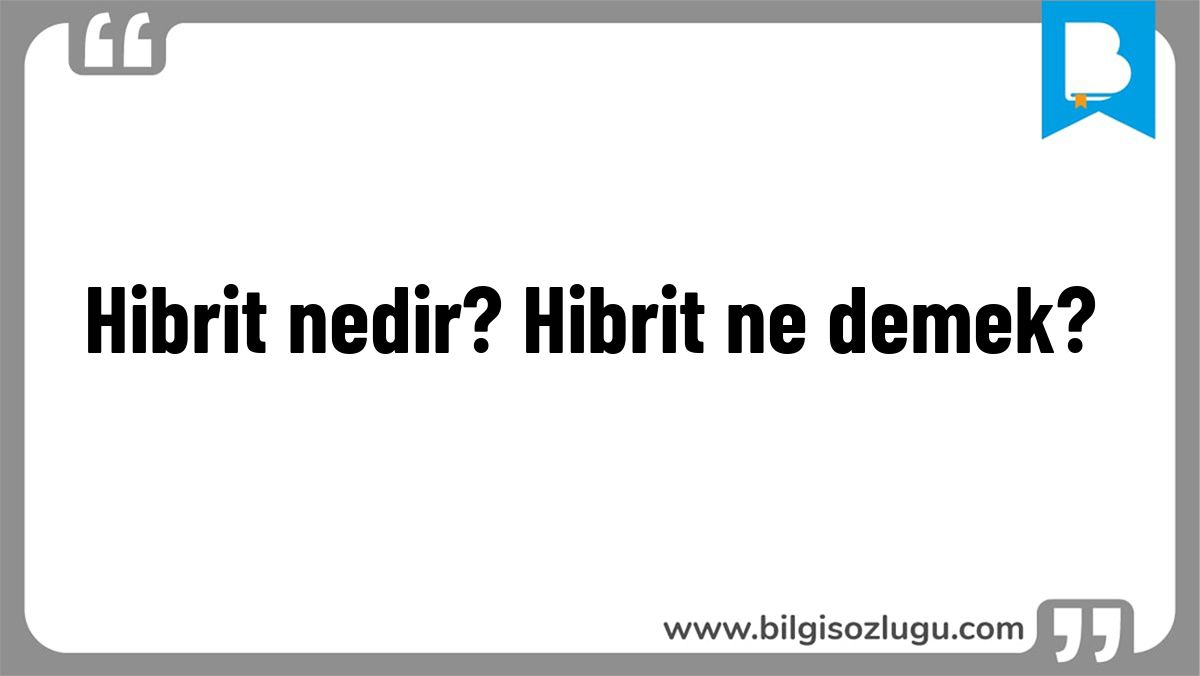 Hibrit nedir? Hibrit ne demek?