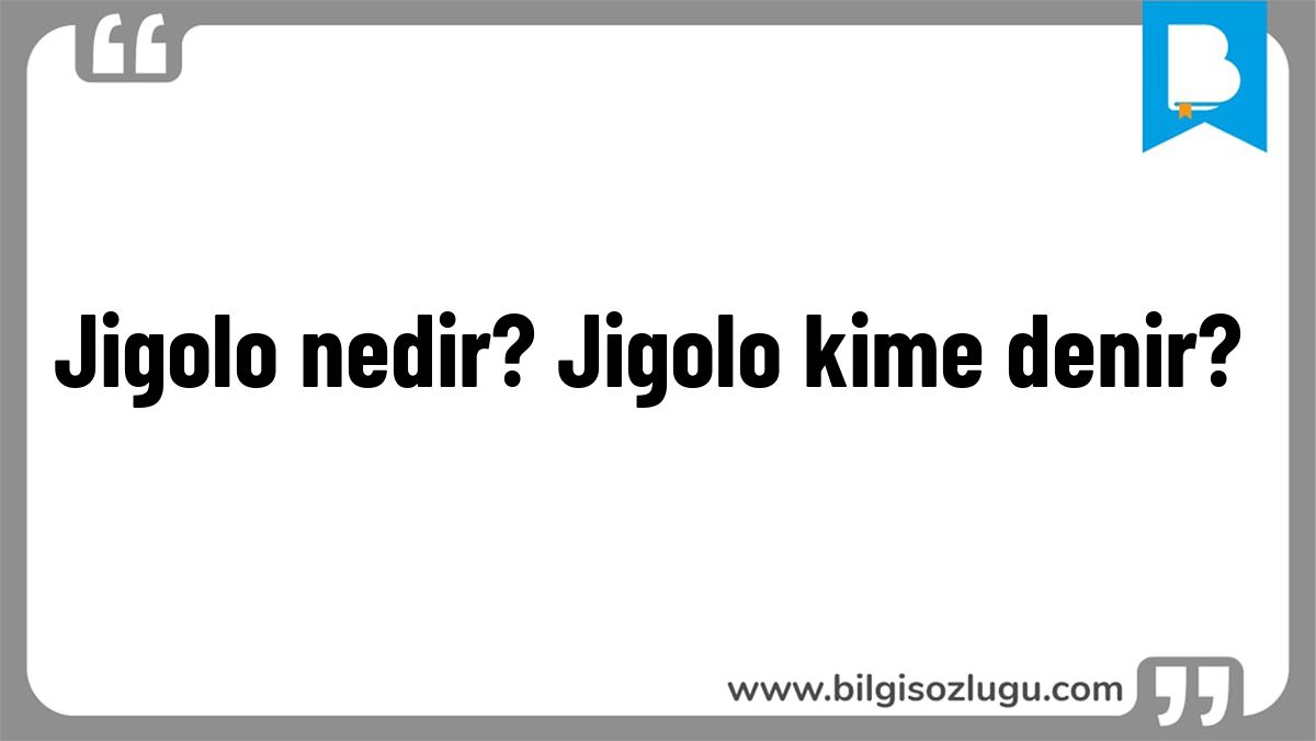 Jigolo nedir? Jigolo kime denir?