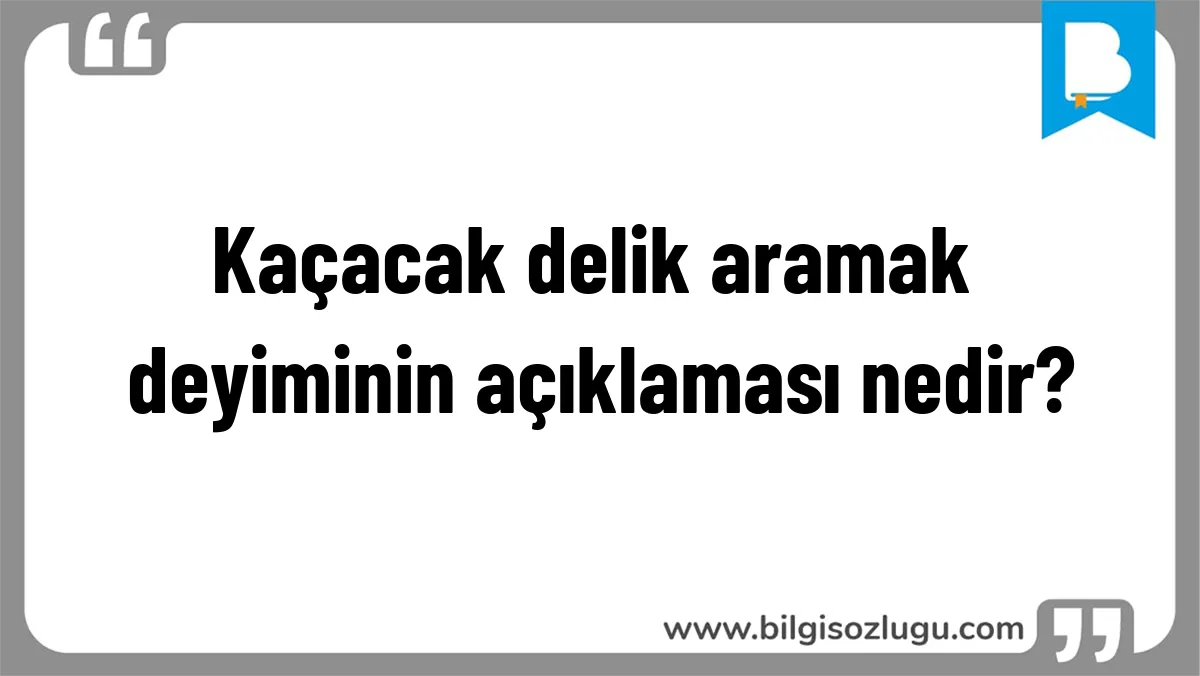 Kaçacak delik aramak deyiminin açıklaması nedir?