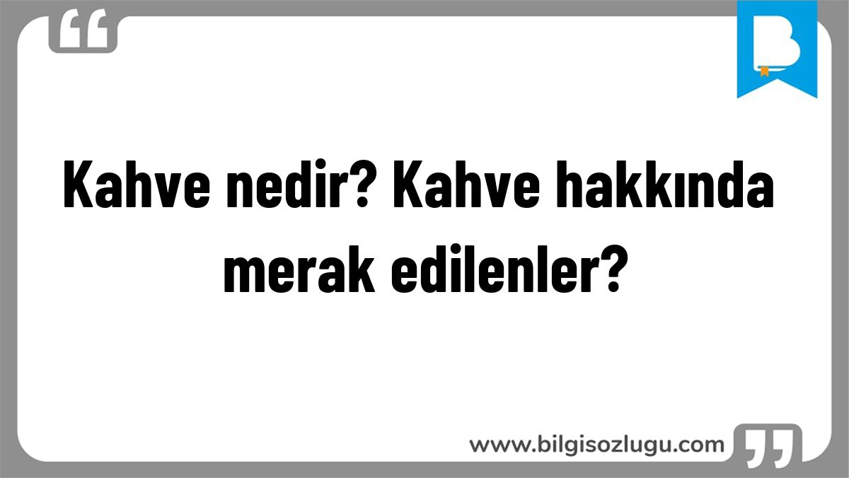 Kahve nedir? Kahve hakkında merak edilenler?
