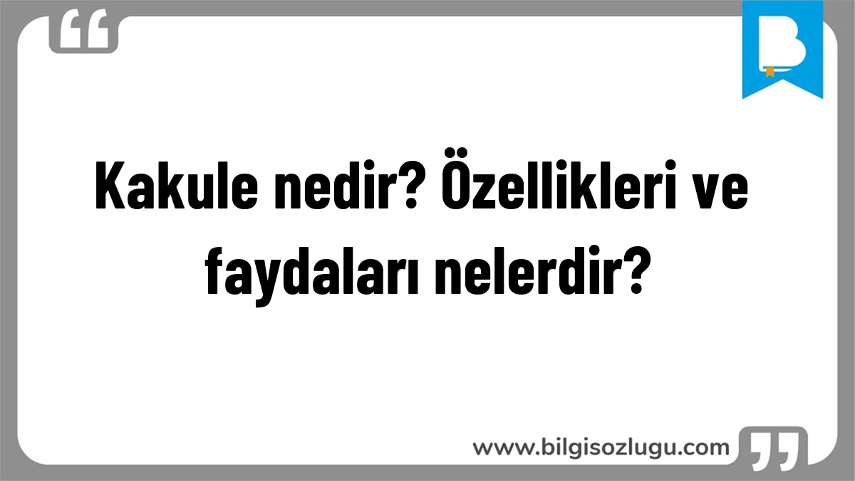 Kakule nedir? Özellikleri ve faydaları nelerdir?