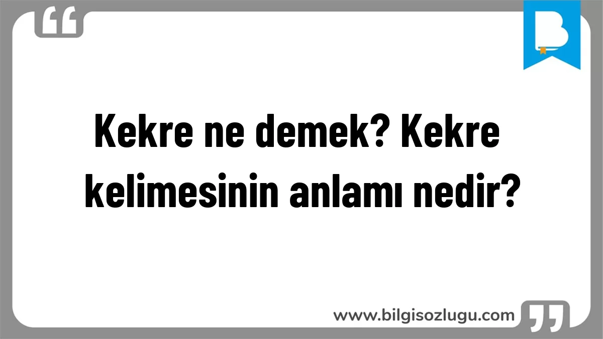 Kekre ne demek? Kekre kelimesinin anlamı nedir?