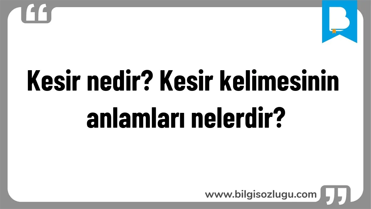 Kesir nedir? Kesir kelimesinin anlamları nelerdir?