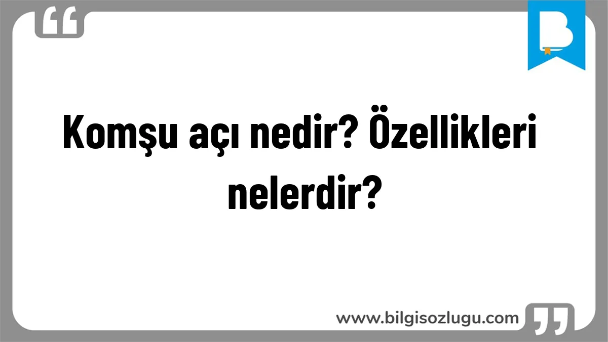 Komşu açı nedir? Özellikleri nelerdir?