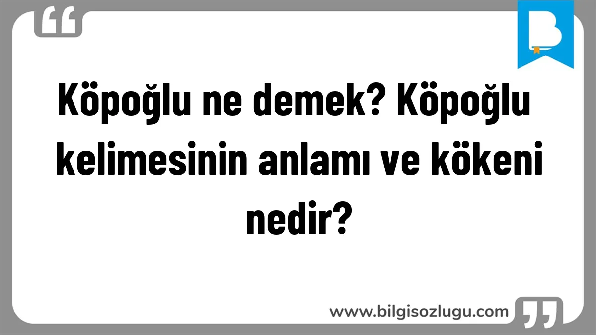 Köpoğlu ne demek? Köpoğlu kelimesinin anlamı ve kökeni nedir?