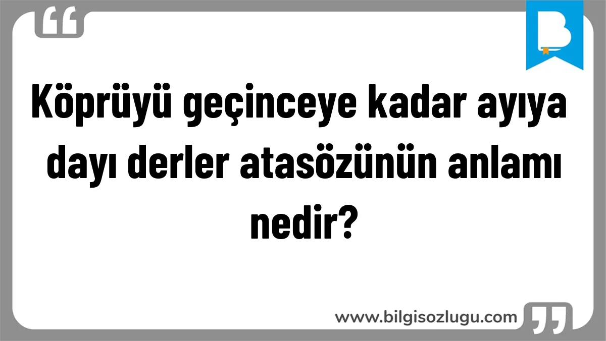 Köprüyü geçinceye kadar ayıya dayı derler atasözünün anlamı nedir?