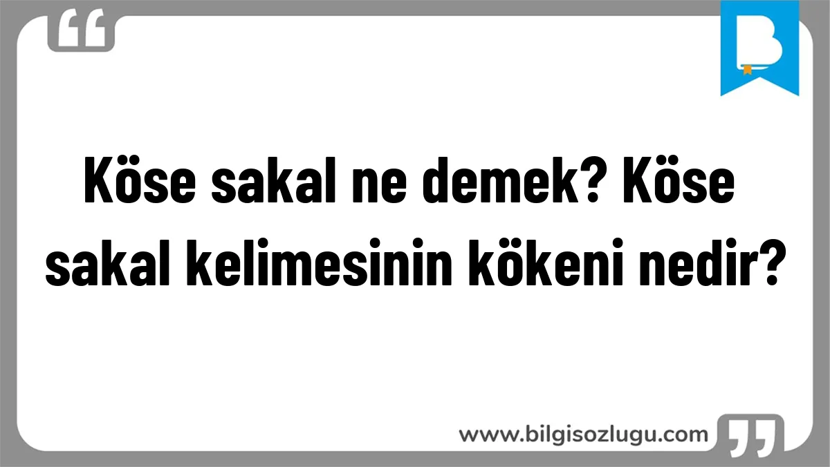 Köse sakal ne demek? Köse sakal kelimesinin kökeni nedir?