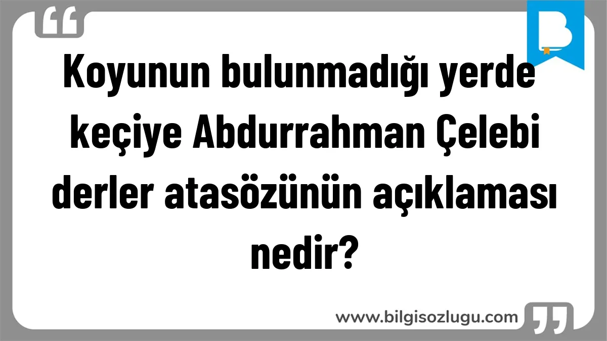 Koyunun bulunmadığı yerde keçiye Abdurrahman Çelebi derler atasözünün açıklaması nedir?