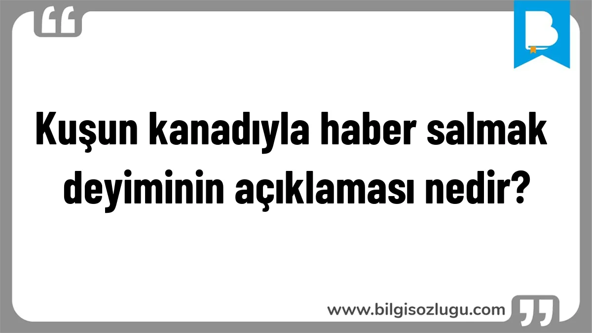 Kuşun kanadıyla haber salmak deyiminin açıklaması nedir?