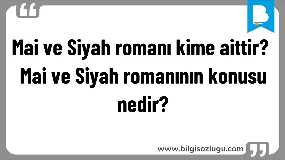 Mai ve Siyah romanı kime aittir? Mai ve Siyah romanının konusu nedir?