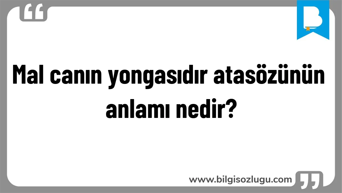 Mal canın yongasıdır atasözünün anlamı nedir?