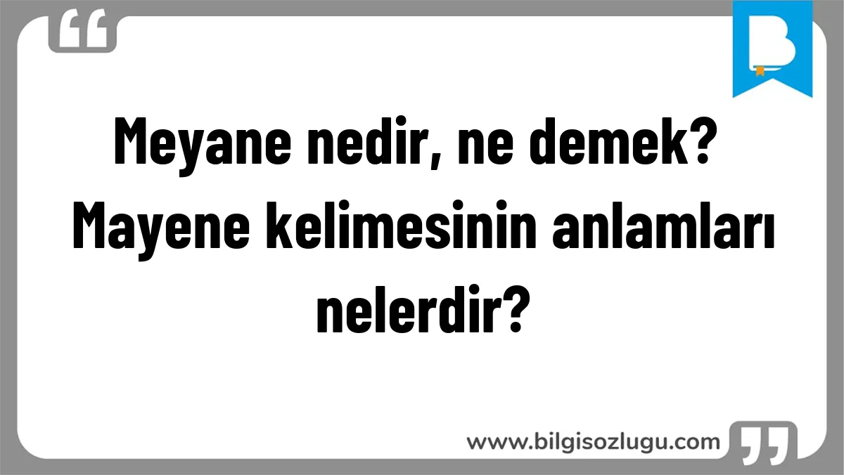 Meyane nedir, ne demek? Mayene kelimesinin anlamları nelerdir?