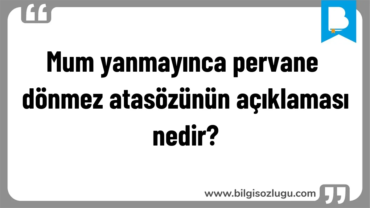 Mum yanmayınca pervane dönmez atasözünün açıklaması nedir?