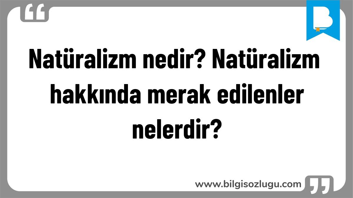Natüralizm nedir? Natüralizm hakkında merak edilenler nelerdir?