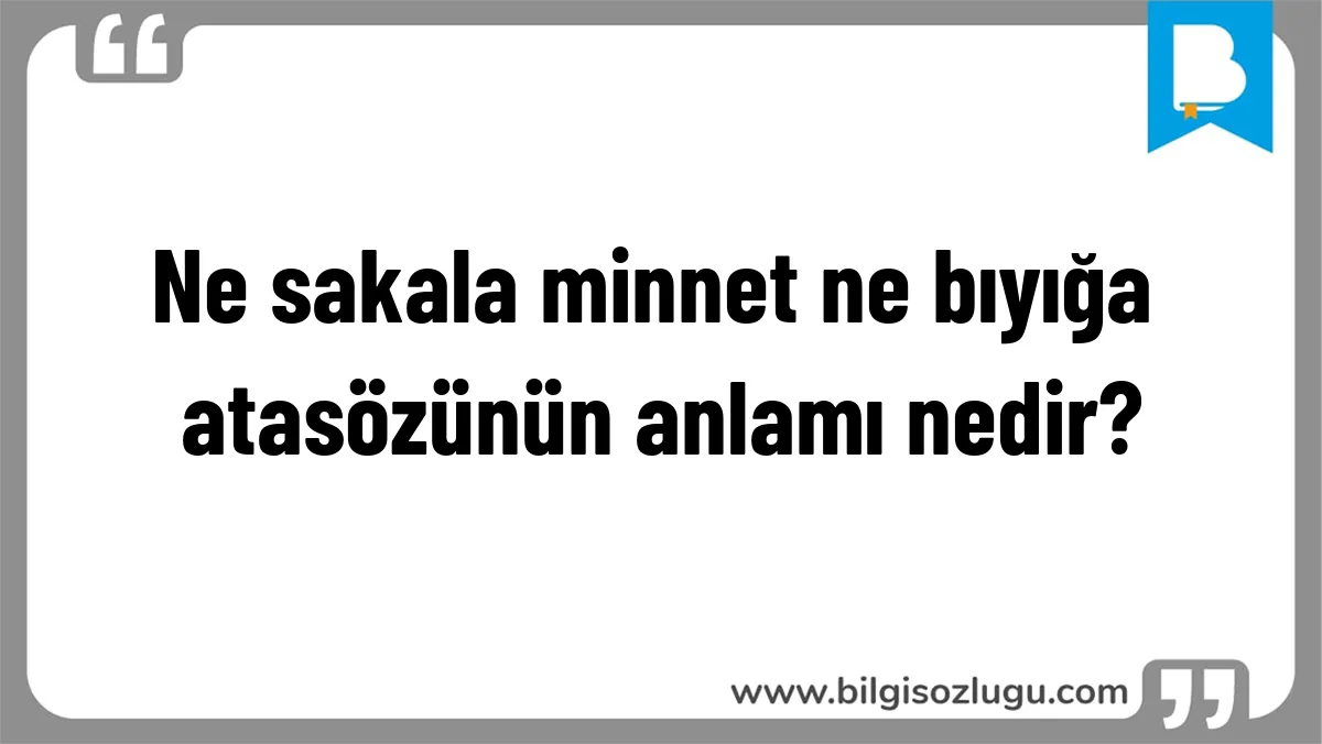 Ne sakala minnet ne bıyığa atasözünün anlamı nedir?