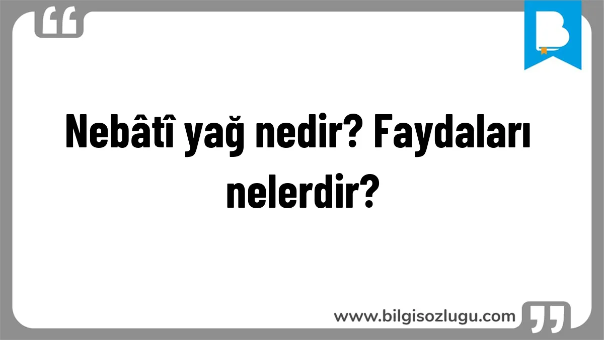 Nebâtî yağ nedir? Faydaları nelerdir?