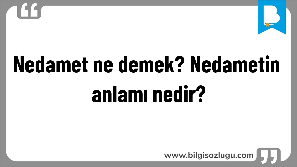 Nedamet ne demek? Nedametin anlamı nedir?