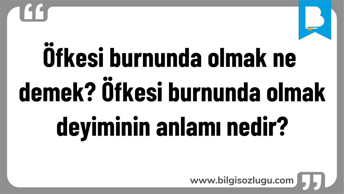Öfkesi burnunda olmak ne demek? Öfkesi burnunda olmak deyiminin anlamı nedir?