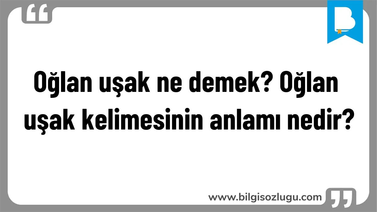 Oğlan uşak ne demek? Oğlan uşak kelimesinin anlamı nedir?