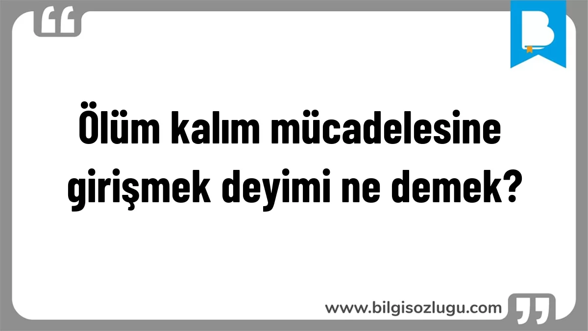 Ölüm kalım mücadelesine girişmek deyimi ne demek?