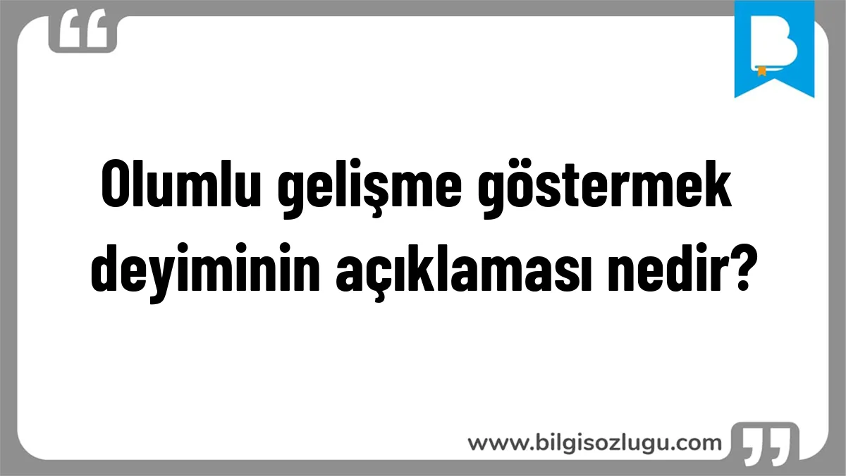 Olumlu gelişme göstermek deyiminin açıklaması nedir?