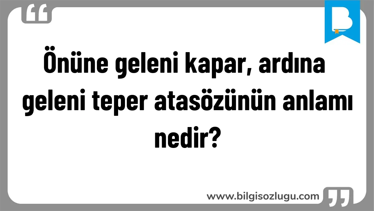 Önüne geleni kapar, ardına geleni teper atasözünün anlamı nedir?