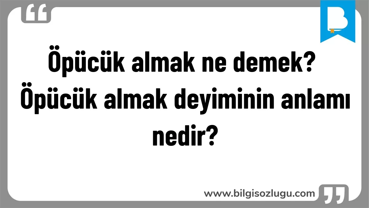 Öpücük almak ne demek? Öpücük almak deyiminin anlamı nedir?