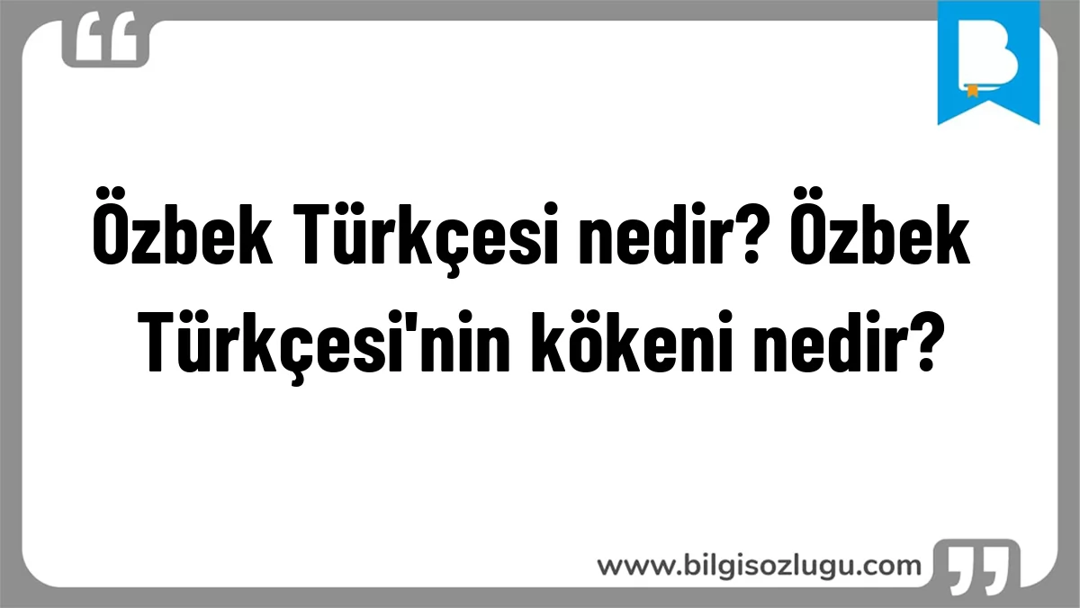 Özbek Türkçesi nedir? Özbek Türkçesi'nin kökeni nedir?