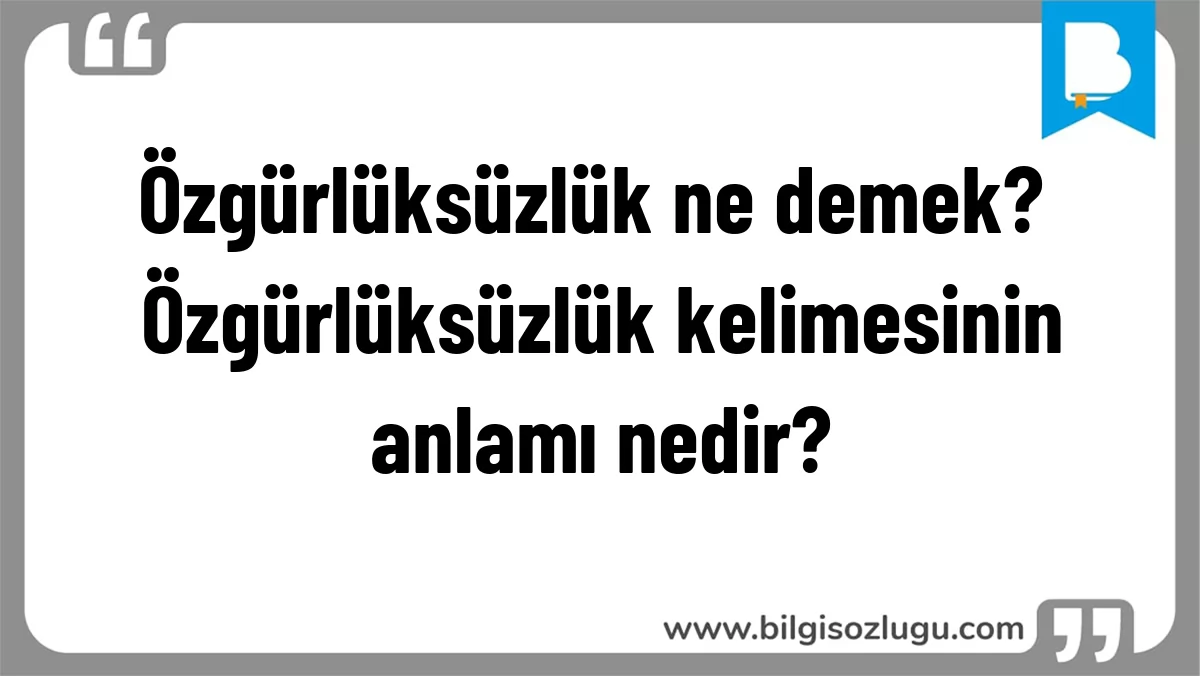 Özgürlüksüzlük ne demek? Özgürlüksüzlük kelimesinin anlamı nedir?