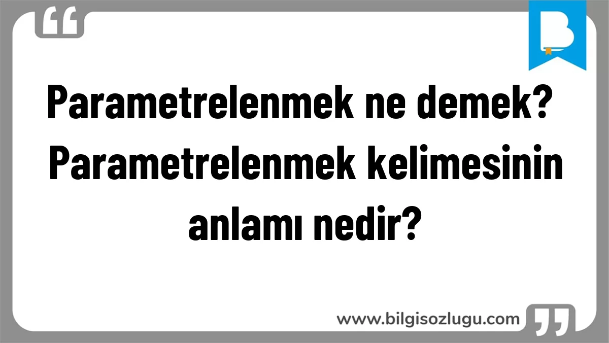 Parametrelenmek ne demek? Parametrelenmek kelimesinin anlamı nedir?