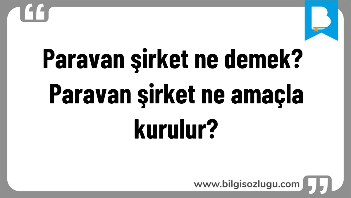 Paravan şirket ne demek? Paravan şirket ne amaçla kurulur?