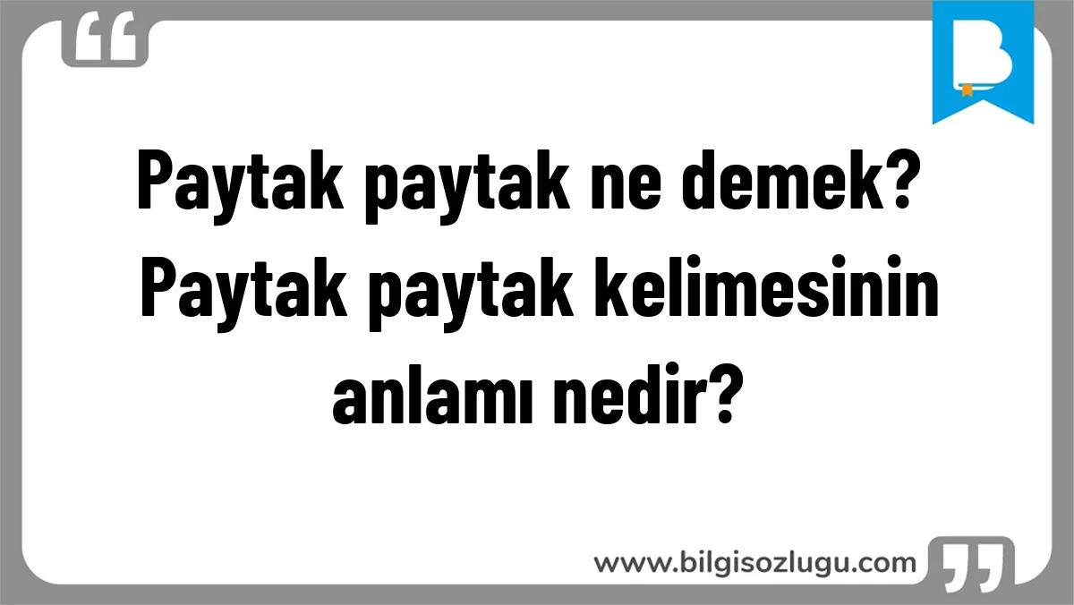 Paytak paytak ne demek? Paytak paytak kelimesinin anlamı nedir?