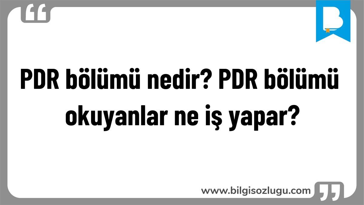 PDR bölümü nedir? PDR bölümü okuyanlar ne iş yapar?