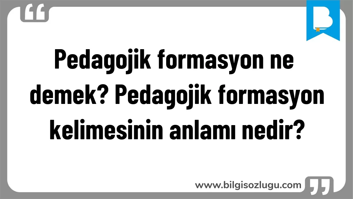 Pedagojik formasyon ne demek? Pedagojik formasyon kelimesinin anlamı nedir?