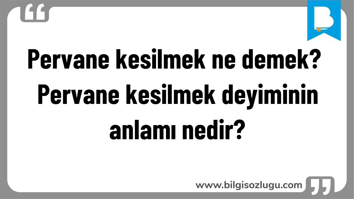 Pervane kesilmek ne demek? Pervane kesilmek deyiminin anlamı nedir?