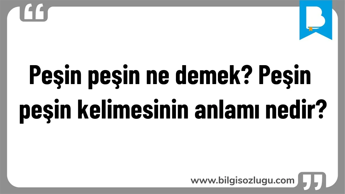 Peşin peşin ne demek? Peşin peşin kelimesinin anlamı nedir?