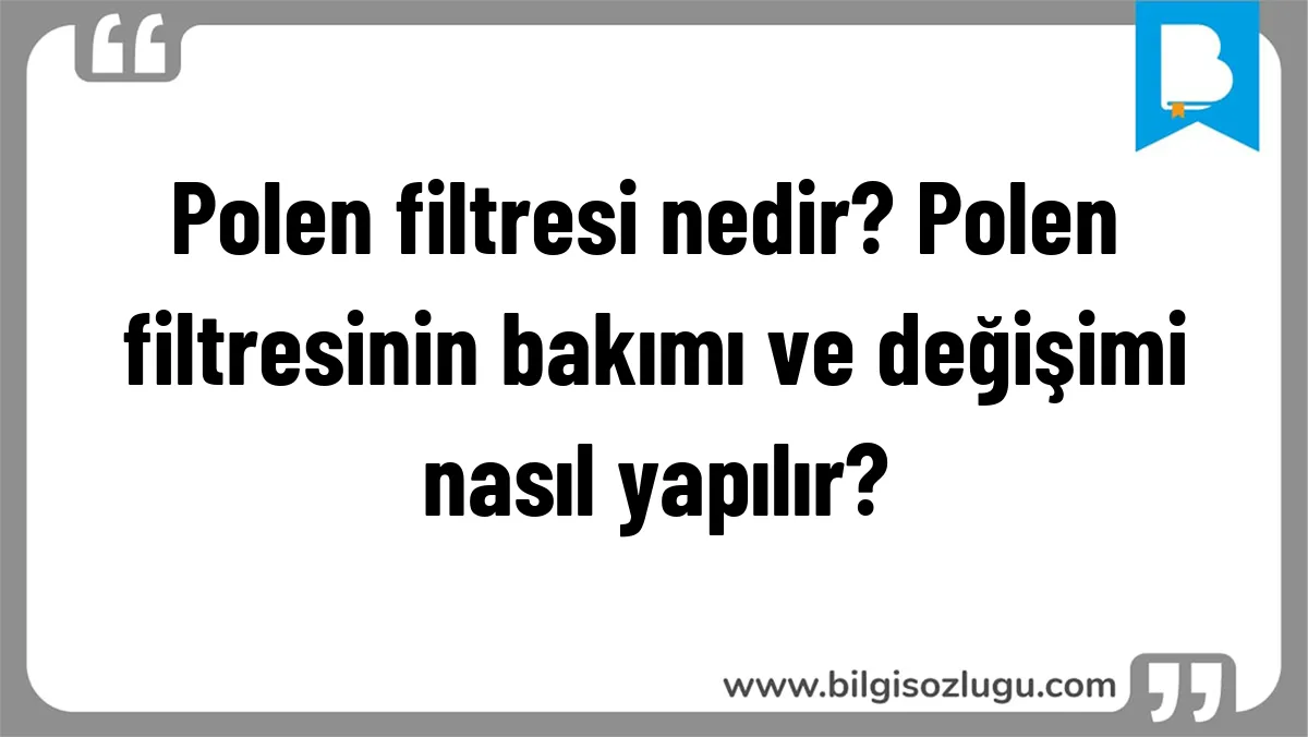 Polen filtresi nedir? Polen filtresinin bakımı ve değişimi nasıl yapılır?