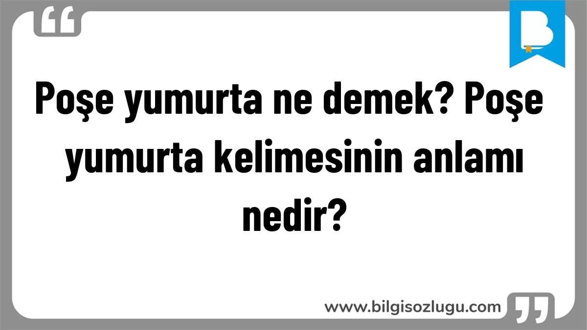 Poşe yumurta ne demek? Poşe yumurta kelimesinin anlamı nedir?