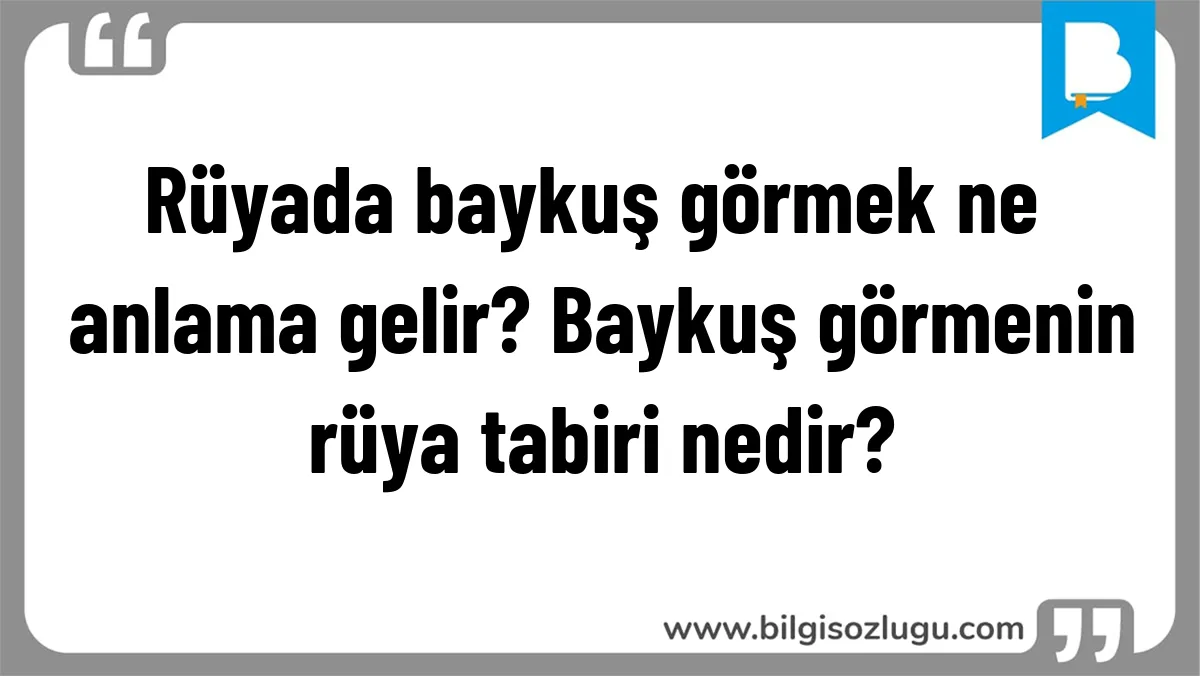 Rüyada baykuş görmek ne anlama gelir? Baykuş görmenin rüya tabiri nedir?