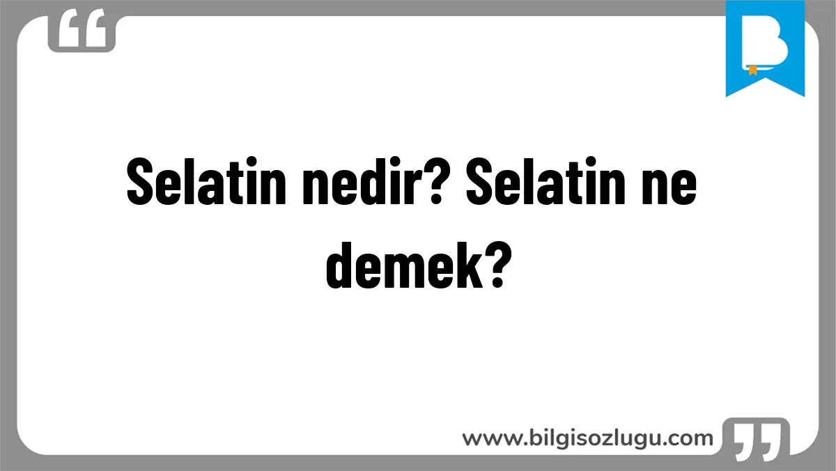 Selatin nedir? Selatin ne demek?