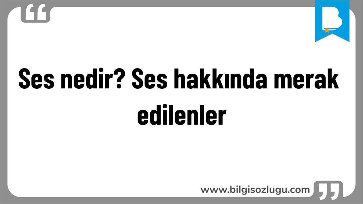 Ses nedir? Ses hakkında merak edilenler