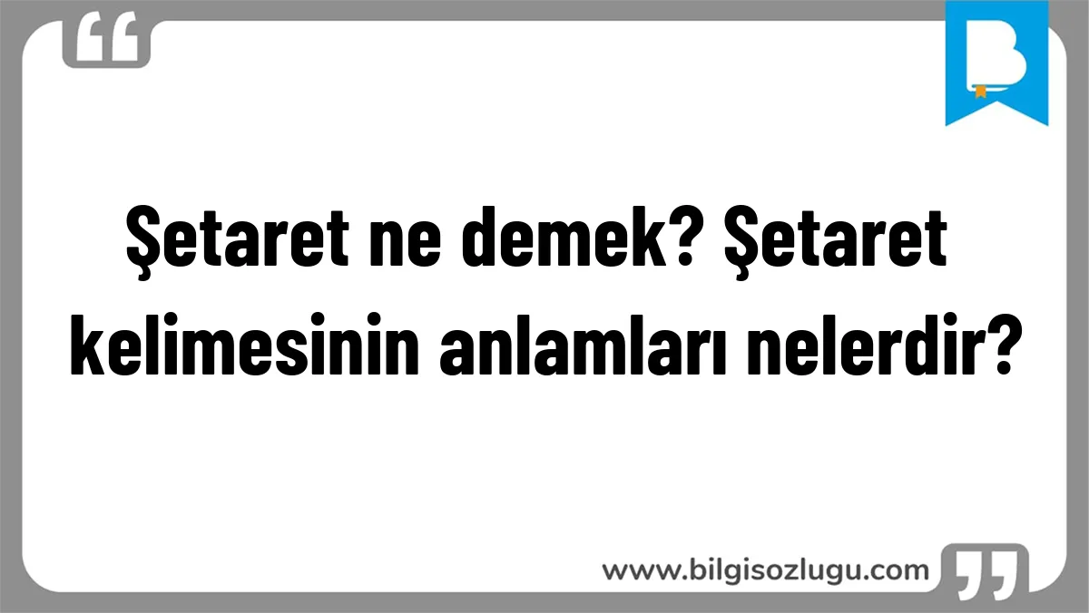 Şetaret ne demek? Şetaret kelimesinin anlamları nelerdir?