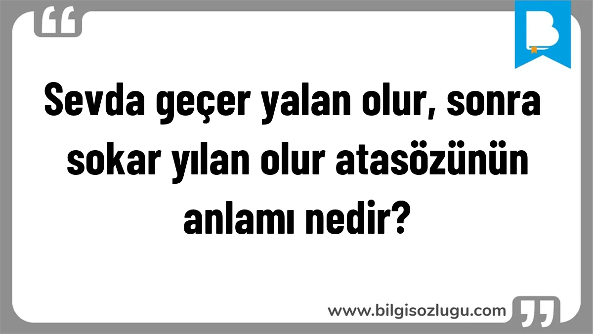 Sevda geçer yalan olur, sonra sokar yılan olur atasözünün anlamı nedir?