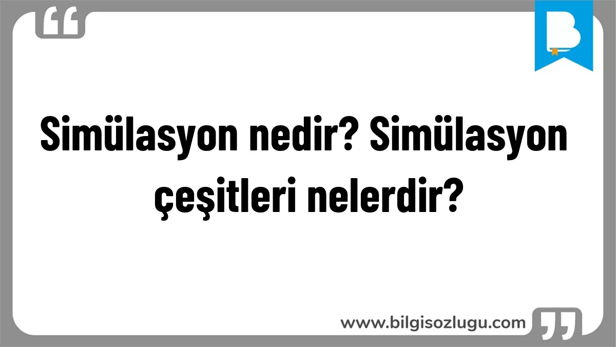 Simülasyon nedir? Simülasyon çeşitleri nelerdir?