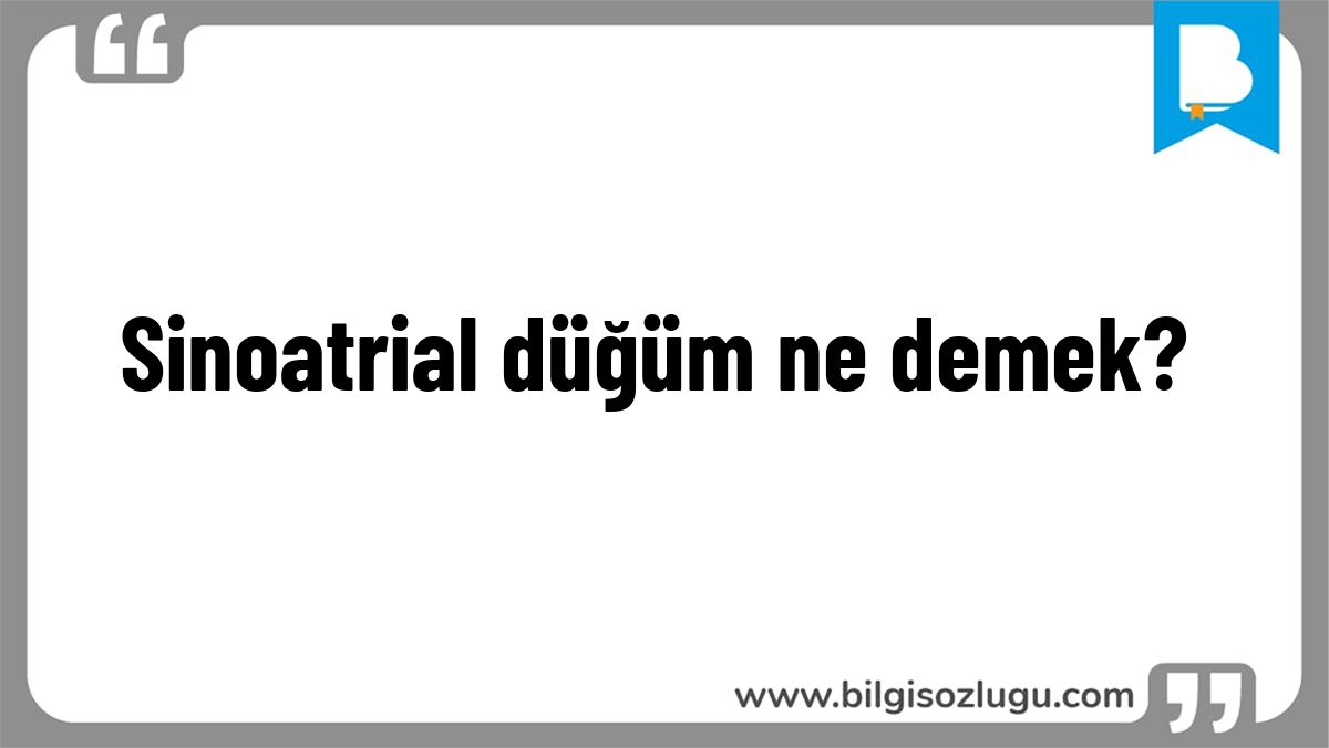 Sinoatrial düğüm ne demek?