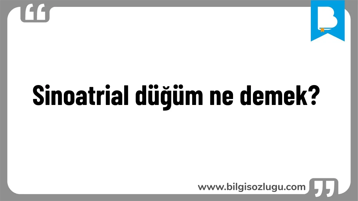 Sinoatrial düğüm ne demek?