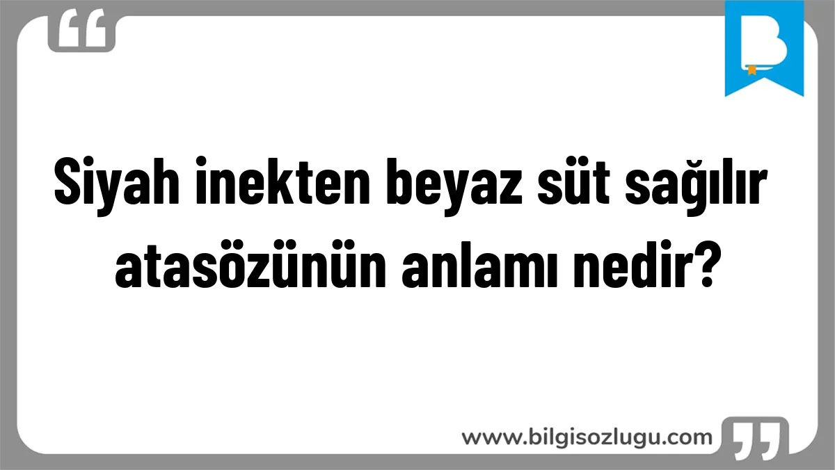 Siyah inekten beyaz süt sağılır atasözünün anlamı nedir?