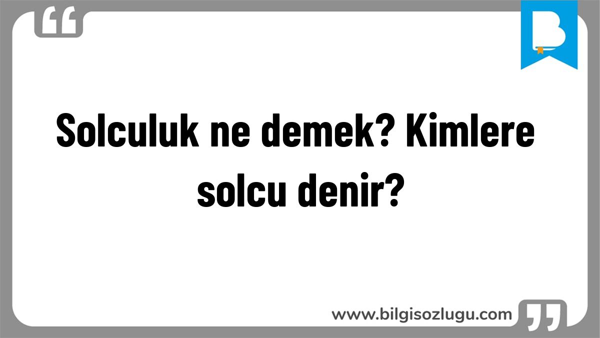 Solculuk ne demek? Kimlere solcu denir?