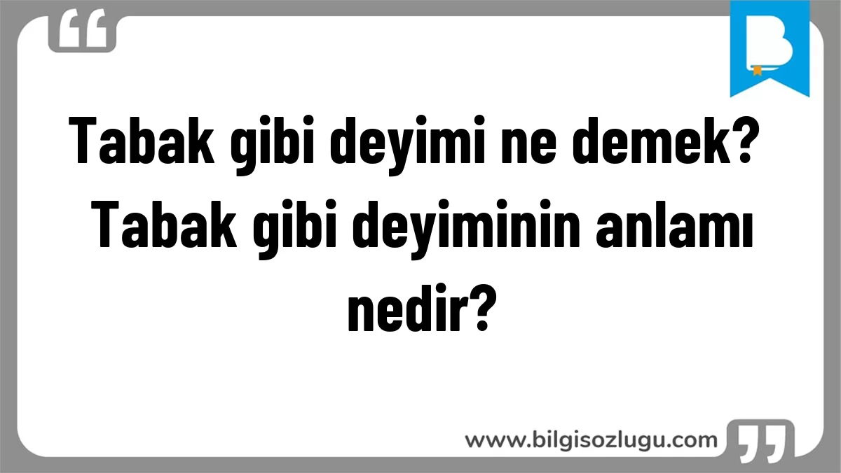 Tabak gibi deyimi ne demek? Tabak gibi deyiminin anlamı nedir?